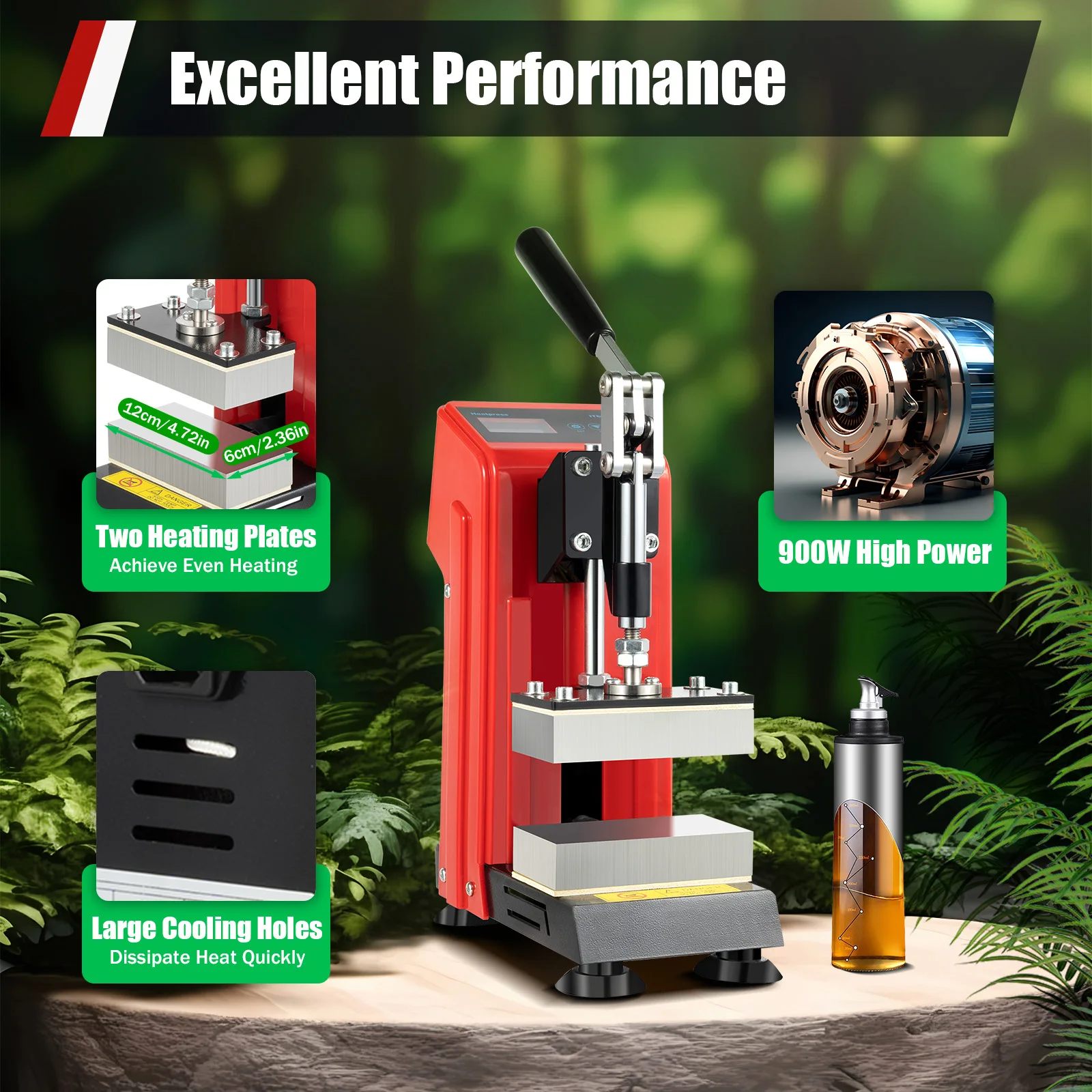 900W Heat Press Machine, Upper and Lower Plate Heating Rosin Press Machine, Portable Rosin Machine