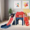 8-in-1 Large Toddler Slide, L-Shaped Kids Slide Long Slope, Baby Climber Slide Playset Enclosed Steps,Telescope,Basketball Hoop 2