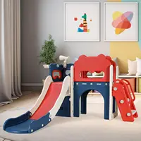 8-in-1 Large Toddler Slide, L-Shaped Kids Slide Long Slope, Baby Climber Slide Playset Enclosed Steps,Telescope,Basketball Hoop 2