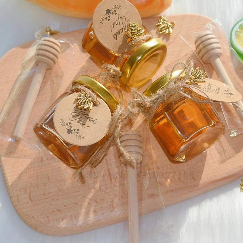 Food storage pots food storage container food storage can food storage box 10/20Pcs mini hexagonal glass honey pot set with golden lid