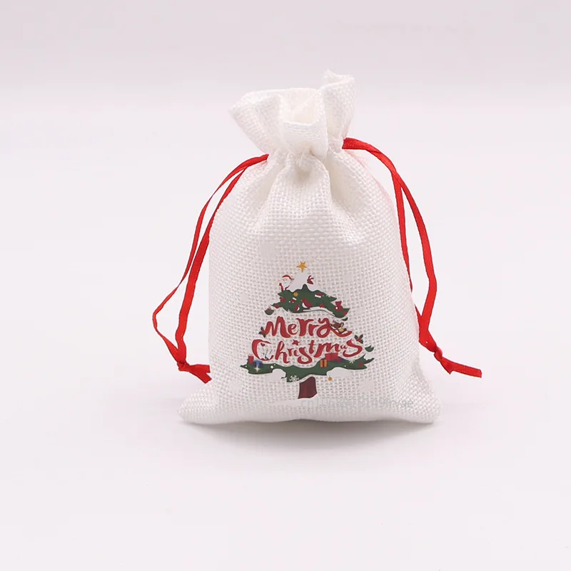 8/5PCS Red Christmas Gift Bags Santa Snowman Candy Drawstring Pouch Wrapping Bag for New Year Party Decoration Storage Bag