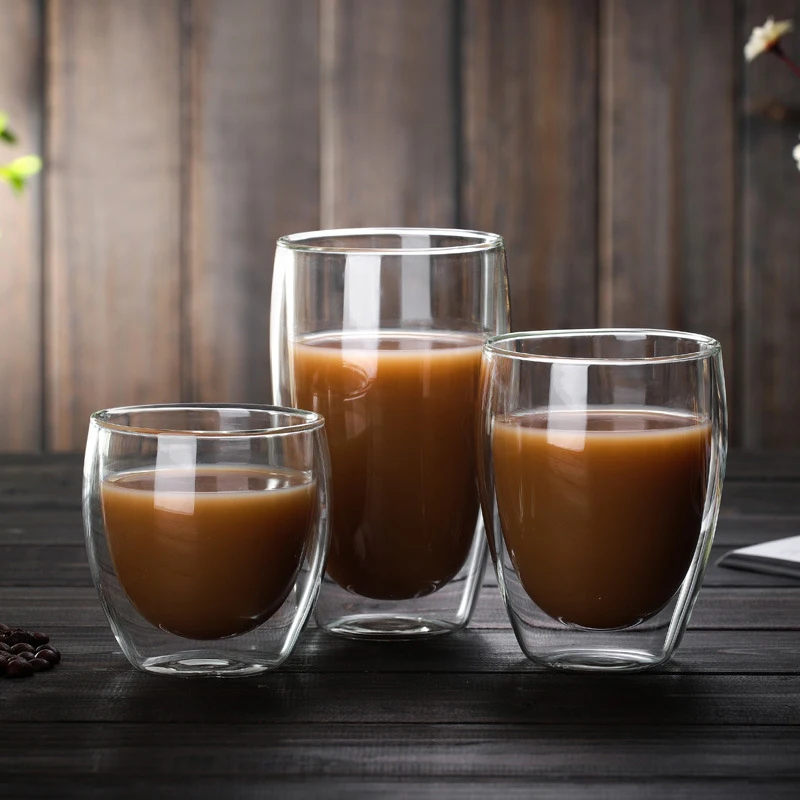 250/350/450ml Heat-resistant Double Wall Glass Cup Beer Transparent Coffee Cups Handmade Healthy Drink Mug Tea Mugs Drinkware