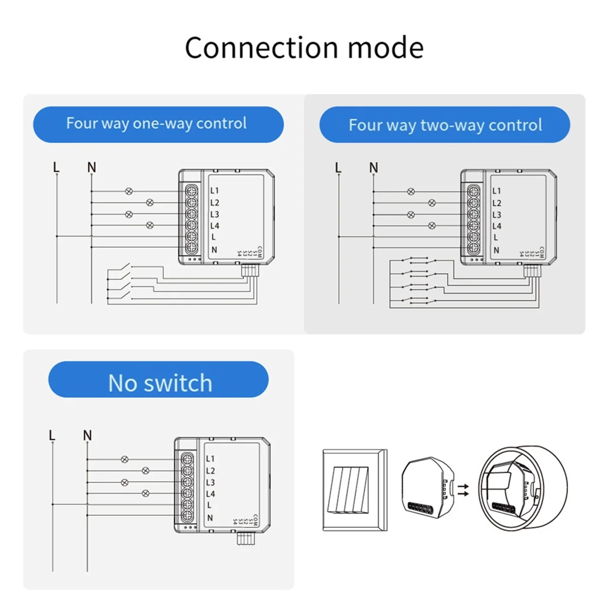 

Умный Wi-Fi переключатель управления Tuya, 4-позиционный мини-выключатель, управляемый Яндекс Alexa Home