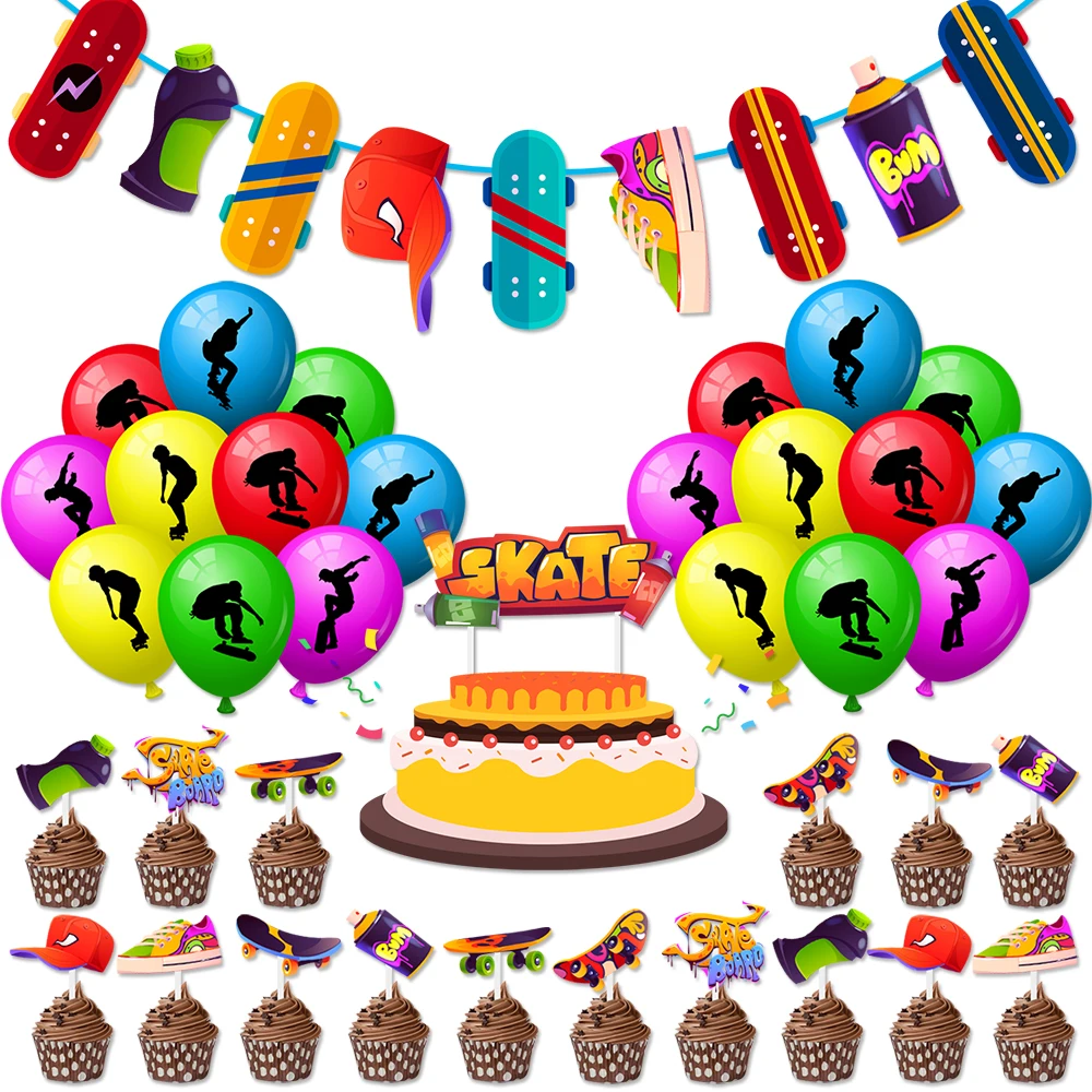 Acquista 36 pezzi di articoli per feste per bambini randagi Skzoo Party inclusi palloncini con banner cake topper in Italia a partire da 3.94
