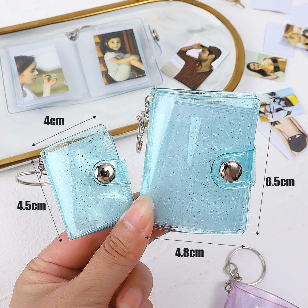 Small Photo Album Mini Photo Card with Keychain Collect Name Card Stickers  Holder Portable Keyrings Photo Book