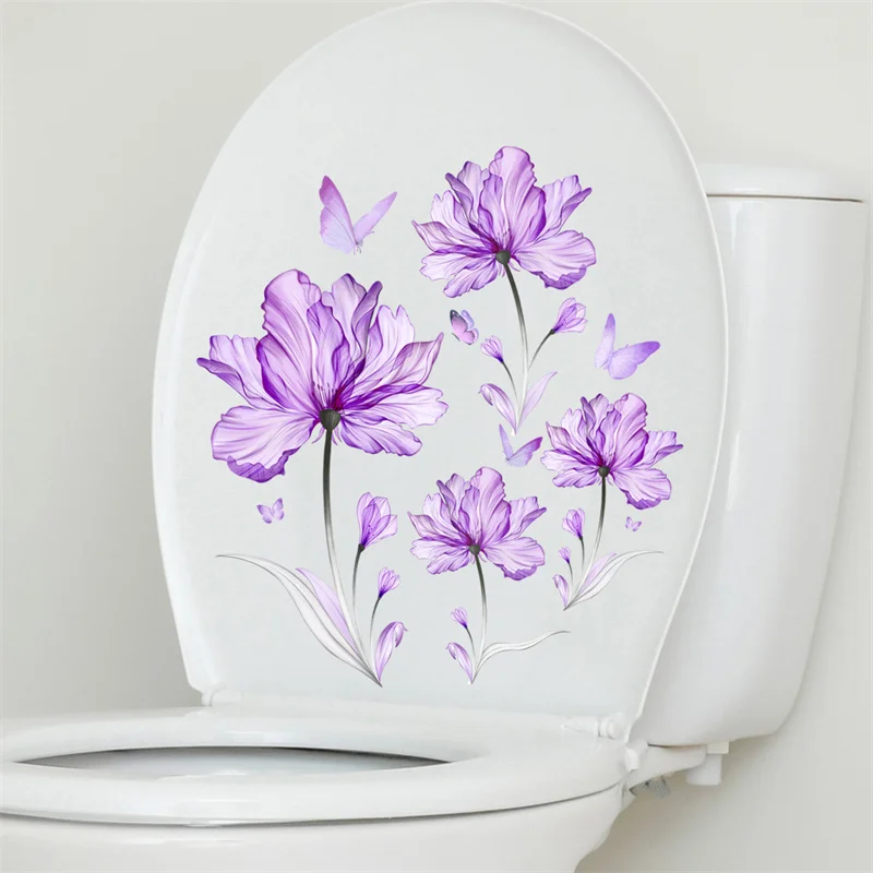 M6 Plant Flowers Dragonfly Butterfly Wall Sticker Bathroom Toilet Living Room Cabinet Refrigerator Home Decoration Decals