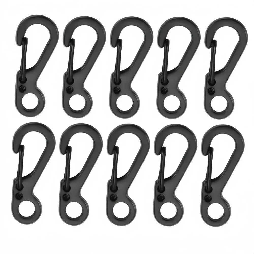 Carabiner Clips 10pc Mini Metal Spring Snap Hooks Paracord Lanyard Hanging for Keychain Backpack Bottle Outdoor Accessories