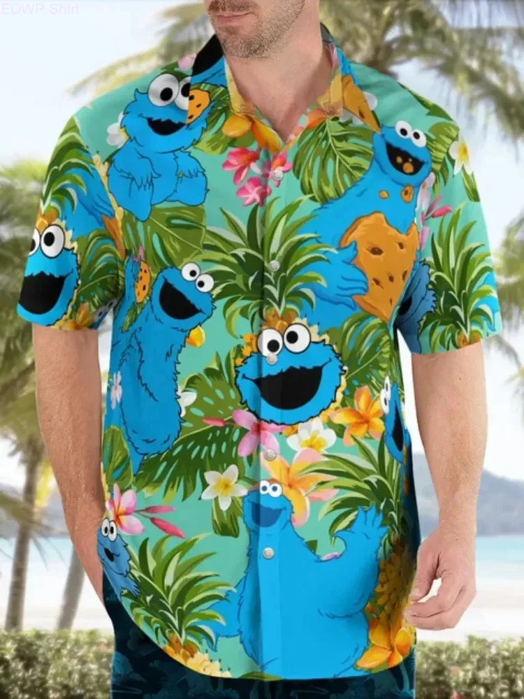 

Summer New Funny Cartoon Flora Hawaiian Shirt Men's Clothing 3D Casual Hot Sale Short Sleeve Beach Fashion Oversized Lapel Tops