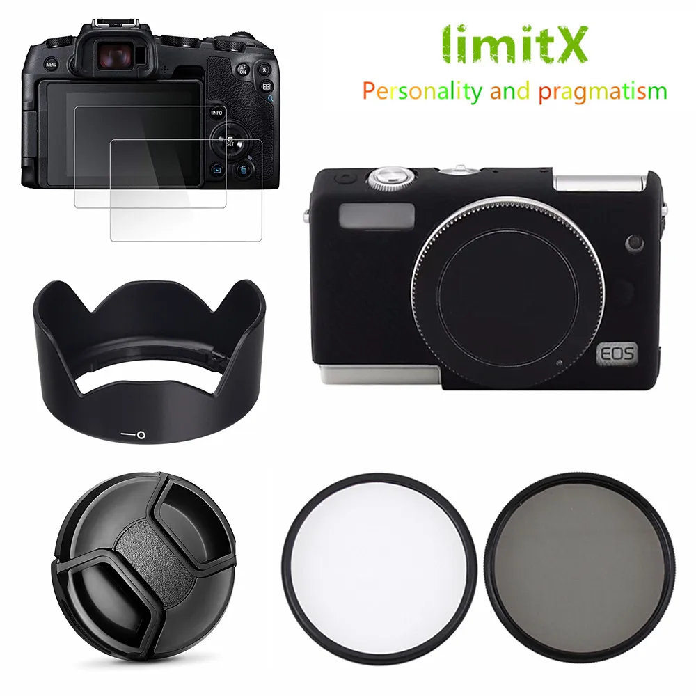 Kit di protezione custodia in Silicone per fotocamera custodia protettiva  per schermo protezione per obiettivo filtro UV CPL cappuccio per obiettivo  Canon EOS M200 M100 15-45mm - AliExpress