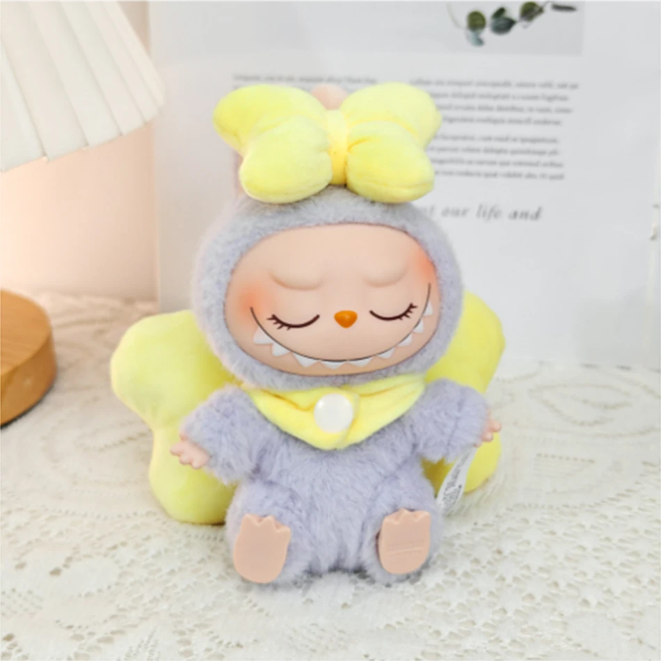 In Stock Hot Mini Labubu Black White Angel Feather Wings Colorful