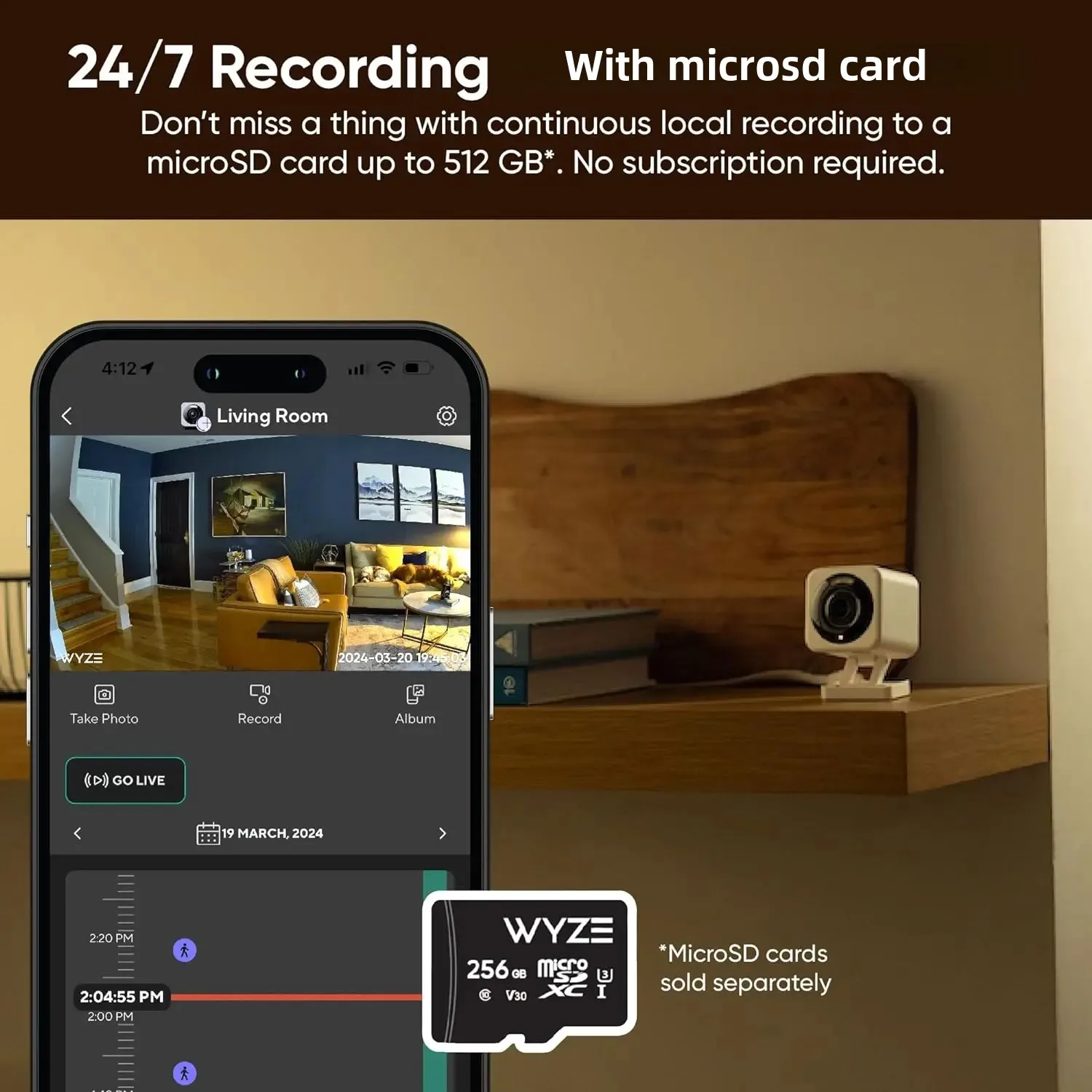 Wyze Cam V4 2K HD Wi-Fi Smart Home Security Camera Indoor Outdoor Pet Baby Monitor Motion Activated Spotlight Siren