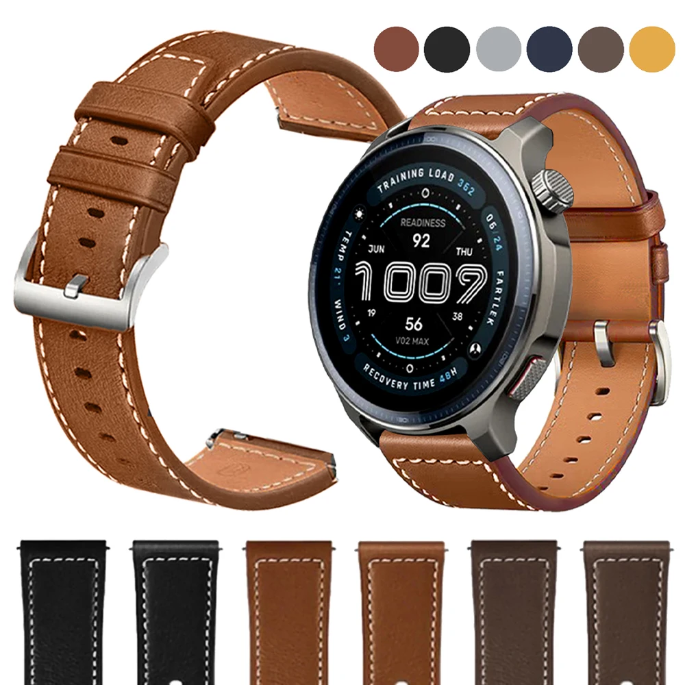 Elegant Leather Strap for Smartwatch - 20mm/22mm Casual Bracelet Accessories