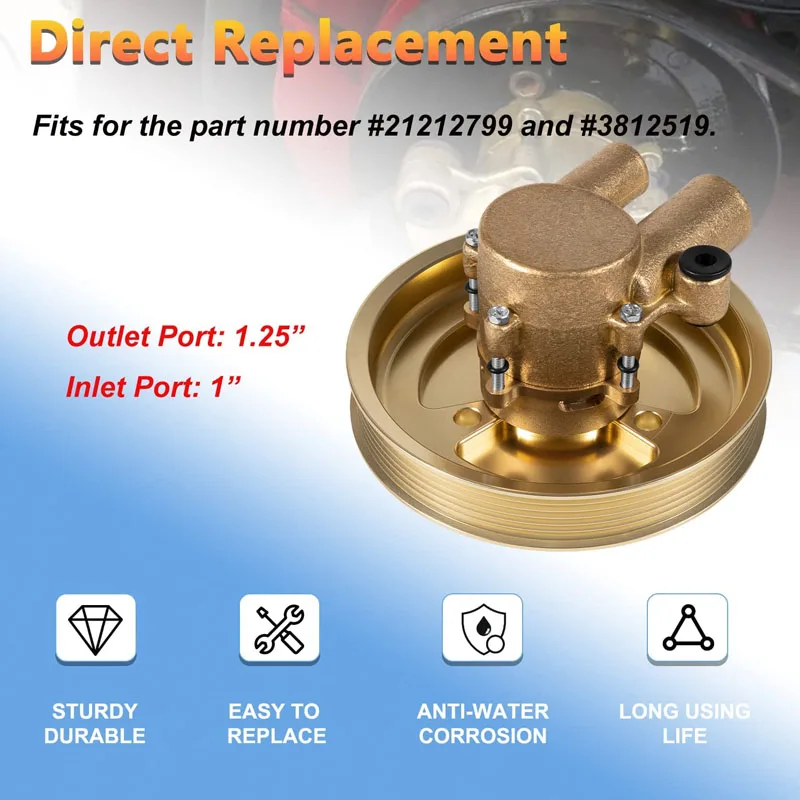 For Volvo Penta Raw Water Sea Impeller Pump 21212799, 3812519 4.3 5.0 5.7 V8 V6 Marine Boat Outboard Motors