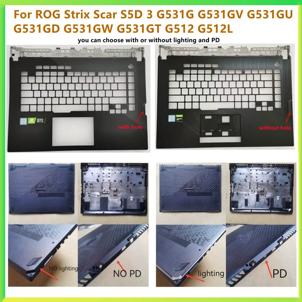 Tampa Inferior Superior de Palmrest Capa para Asus Rog Strix S5d G531g G531gv G531gu G531gd G531gw G531gt G512 G512l Novo