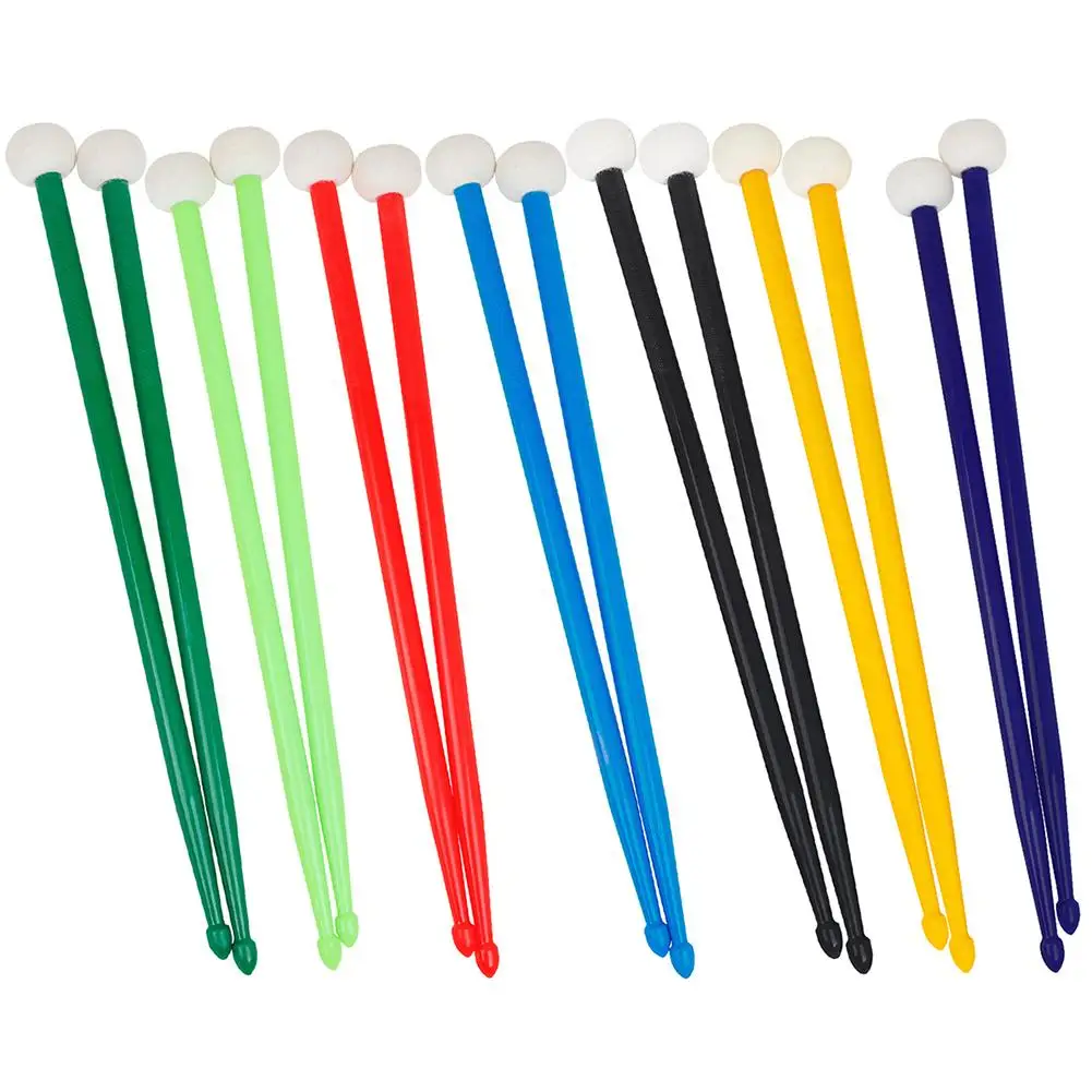 2Pcs Colorful Double Hammer Drum Stick Double Head Nylon Felt