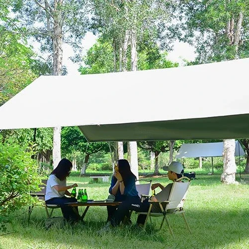 

Large Shelter Sun Shade Rain Fly Camping Tarp With Tent Pole Beach Tent Shelter 3f ul gear