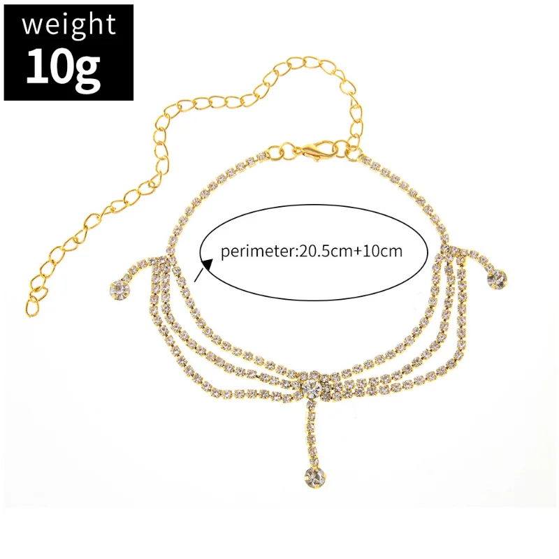 Tassels Style Inlaid Cubic Zirconia Silver Anklet for Women