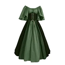  Palace Medieval Costumes Women Dress Vintage Victoria Lace Up Carnival Party Long Dress Robe Cosplay Clothing Lady Corset Dress 