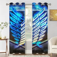 Wings of Liberty Attack on Titan Retro Shading Curtains  for Living Room Decoration Window Curtain 2 PC  1