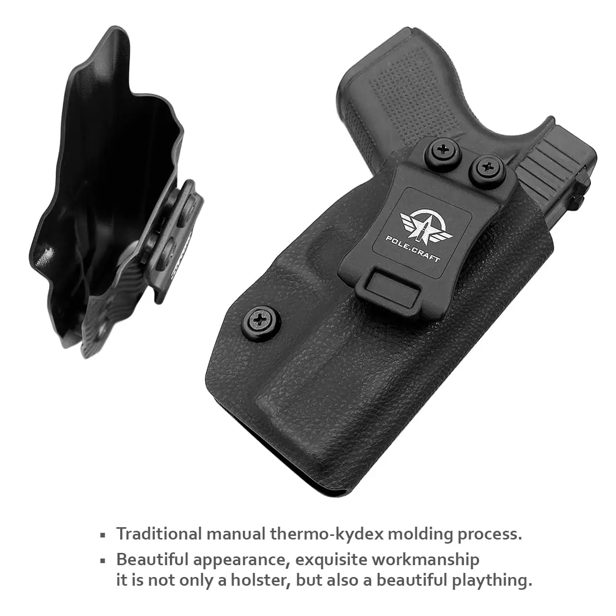 IWB Kydex Holster for for Glock 43 / Glock 43X Dermatoglyph Kydex Holster IWB- Inside Waistband Concealed Carry-Right
