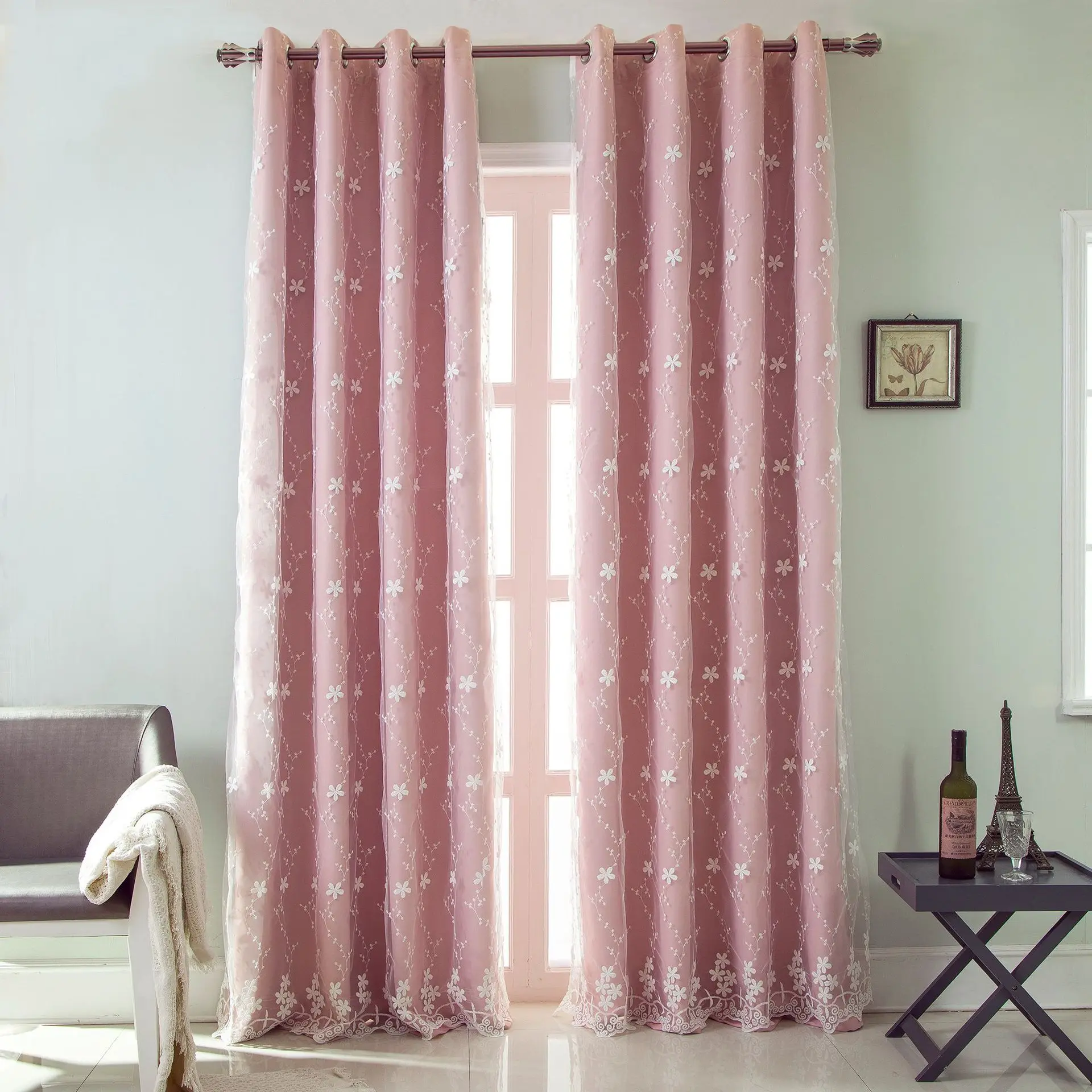 Rideaux brodés en tissu organza pour salon, salle à manger et chambre à coucher, beige uni, tulle blanc, fenêtre transparente, rideaux modernes Tyys