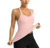 Anfilia Women Sports Tank Tops Slim Fit with Padded Solid U Neck Racerback High Elastic Running Yoga Cycling Tops 3