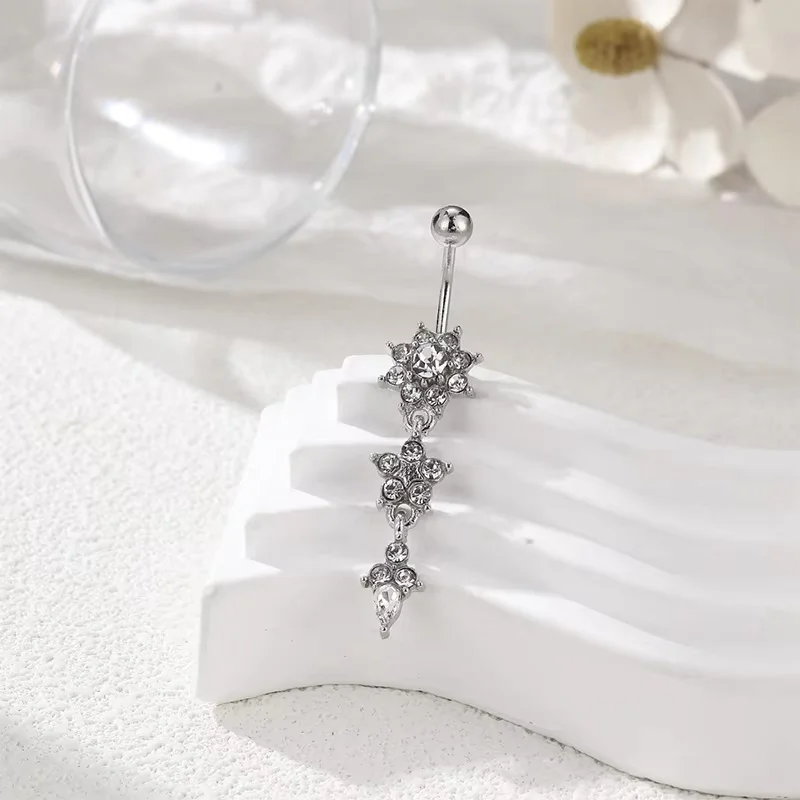 1Pc Round Cubic Zircon Chest Button Ring For Women Navel Exposed Shining Bellybutton Nail Ring Jewelry Bellybutton Perforated piercing jewelry body piercing jewelry body jewelry belly button earrings belly button piercings