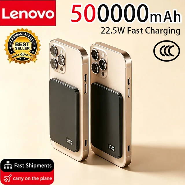 Lenovo 50000mAh Magnetic Wireless Power Bank PD22.5W Fast Charging Magsafe External Battery For iPhone Samsung 1