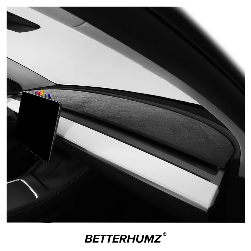 For Tesla Model 3 Y-Made of Alcantara Dashboard Instrument Trim Sunshade Pad Sticker Car Interior Tuning Accessories