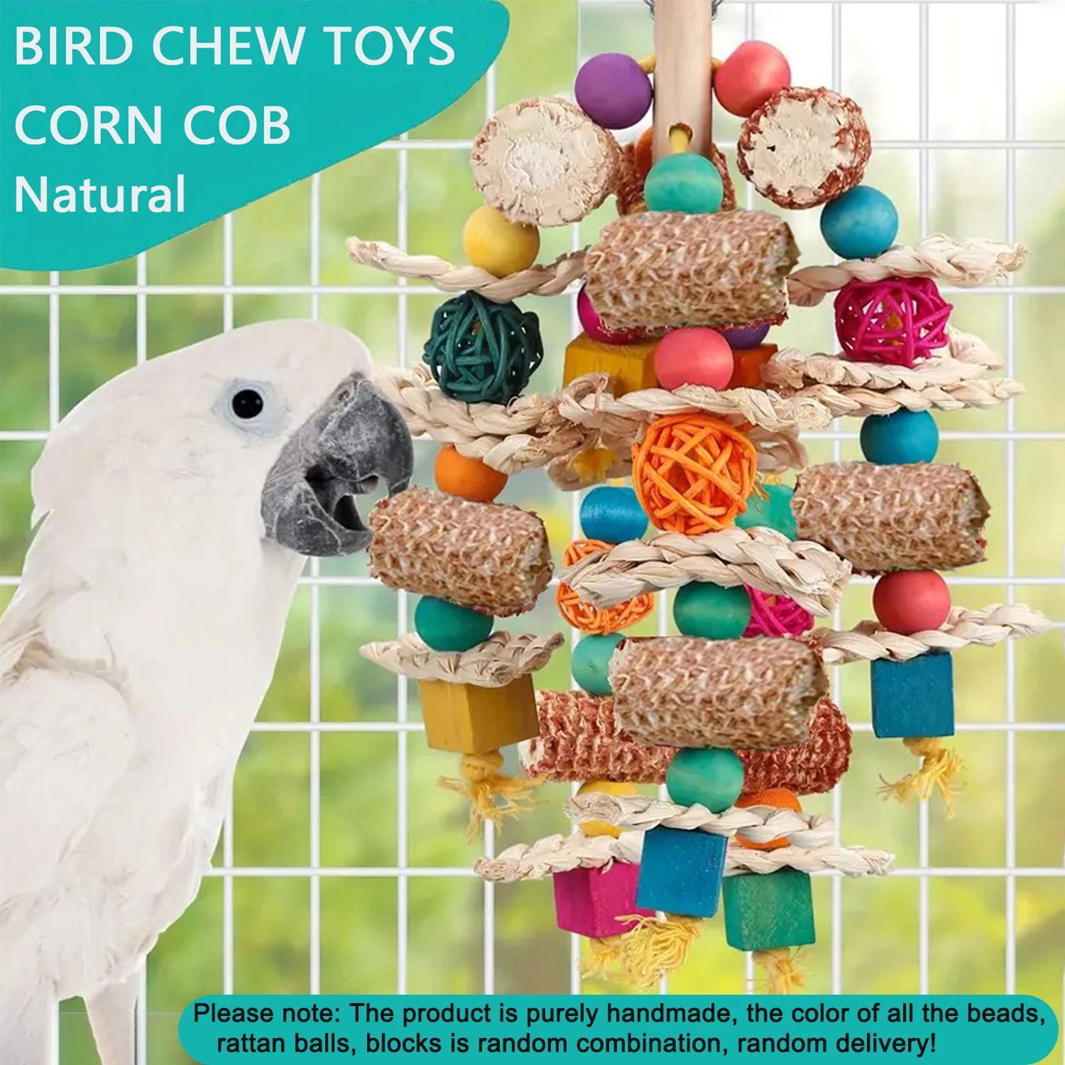 Parrot Toys Natural Corn Wood Parrot Bird Toys Love Bird Cage Funny Training Bite Resistant Tearing Toy