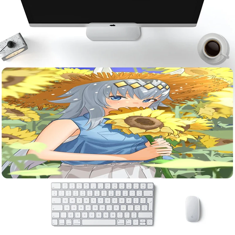 

The Sunflower Girl Anime Game Mouse Pad Office Computer Desk Rubber Mousepad Wrist Rests Home Gamer PC Accessories