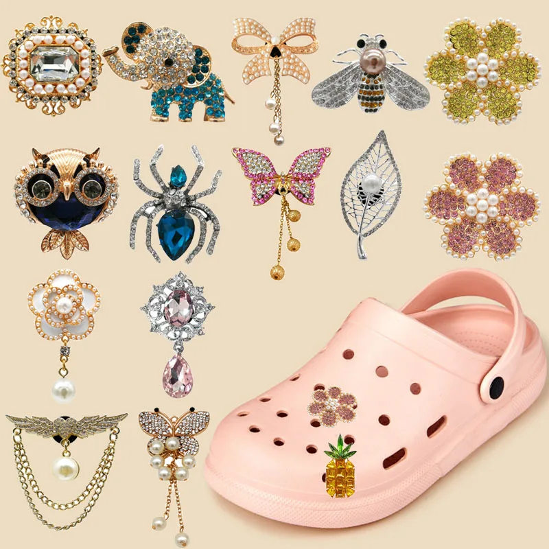 

1pcs Luxury Retro Designer Shoe Charms Bling Metal Elephant Owl Shoe Charm Sandal Decoration for Clog Women Sandal Ornaments