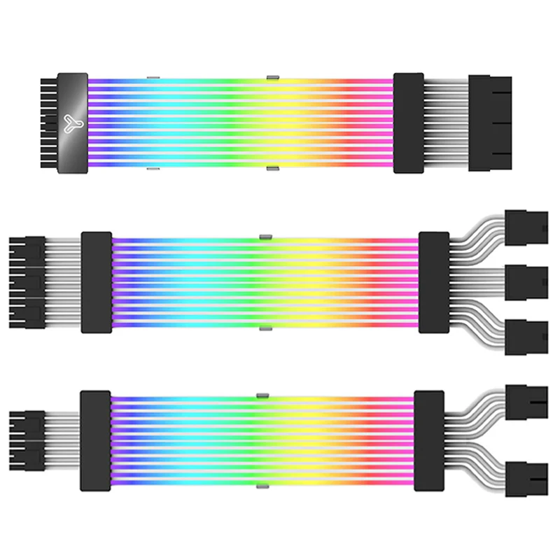 

JUMPEAK Computer Flexible ARGB Sync PSU Power Supply Extension Cable Kit ATX 24PIN VGA GPU PCI-E 8PIN 6Pin RGB PC Module Cables