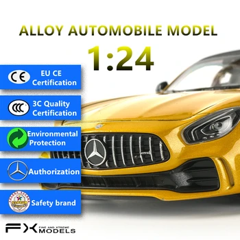 Welly 1:24 Mercedes Benz AMG GT R car alloy car model simulation car decoration collection gift toy Die casting model boy toy