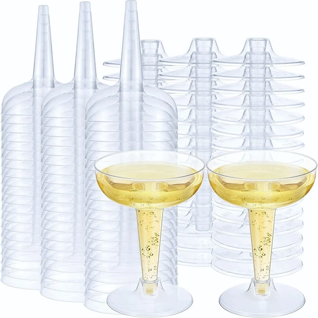 60Piece Plastic Champagne Flutes Champagne Coupe Clear Wine Tasting Glasses  Reusable Stemmed Cocktail Cups For Champagne Party - AliExpress