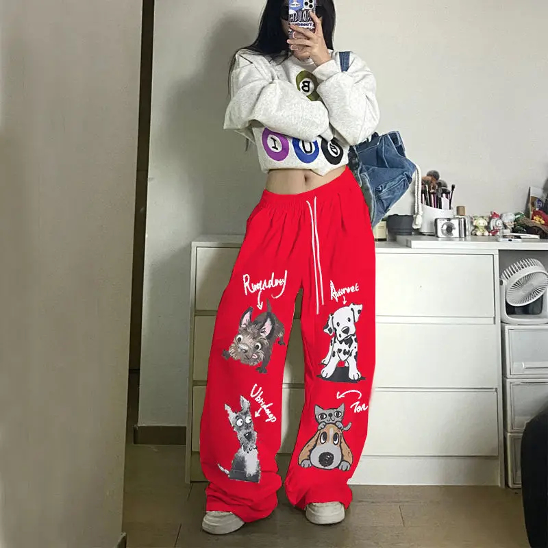 Korean jazz hip-hop straight-leg pants high-waisted loose casual dance pants hip-hop hiphop drawstring wide-leg niche sweatpants