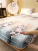 1 Simple modern Plant Flower printed matte Fitted Sheet, bedroom printed bed cover, bedding (excluding pillowcases) 1