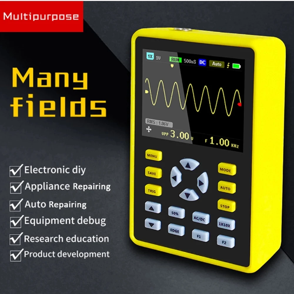 5012H 2.4-inch Digital Oscilloscope Color Display 500MS/s 100MHz 8bits ADC precision Analog Bandwidth Support Waveform Storage 2
