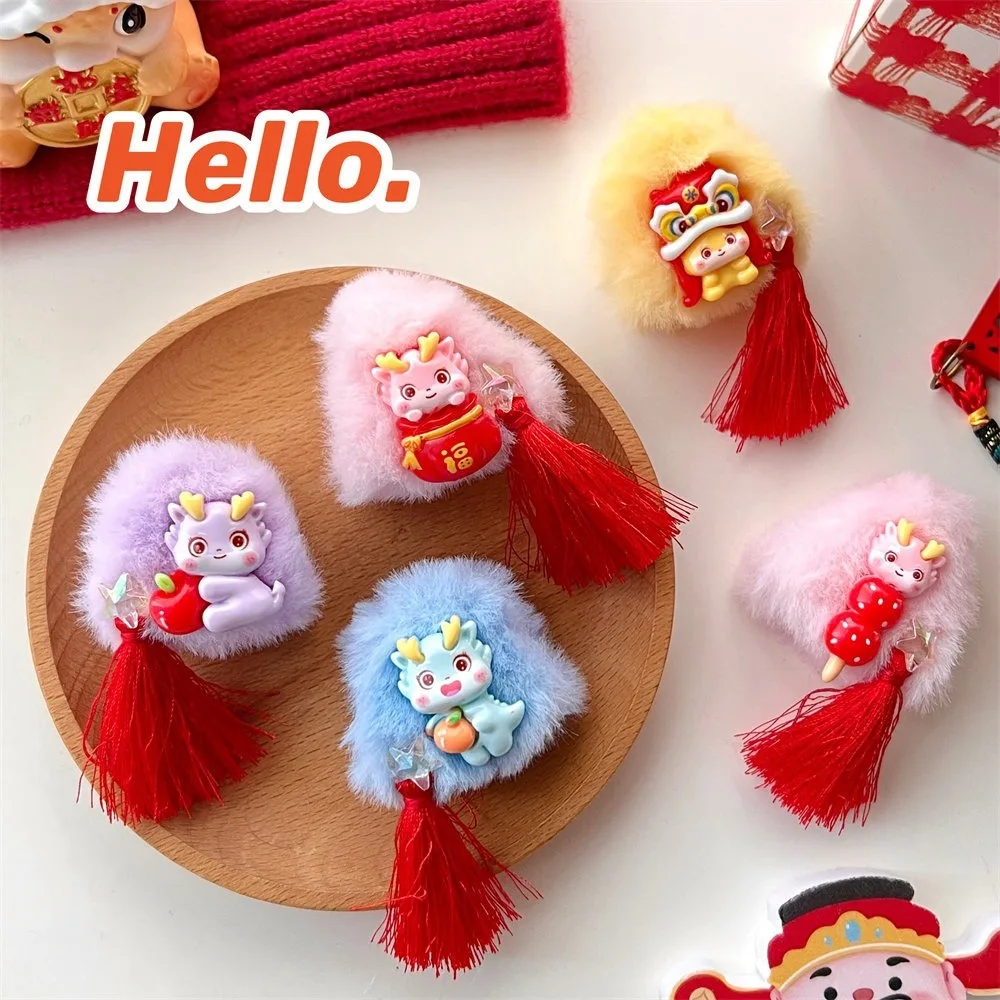 

1 pair Little Girl Cat Ear Hair Claw Cute New Year Cartoon Children's Hair Clip Barrettes Hairpin Dragon Plush Hair Clip Travel