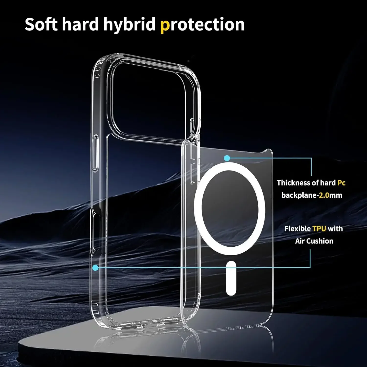 For Magsafe Wireless Charge Magnetic Case for IPhone 17 17Air 17Pro Max Shockproof Transparent Shell PC Clear Cover for IPhone17