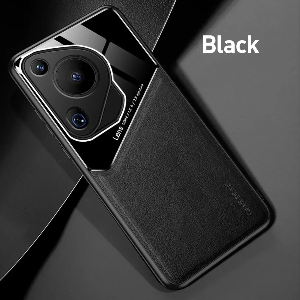 Leather Texture Case For Huawei Pura 70 Ultra P70 P60 Pro Cover With Car Magnetic Suction Holder Coque Fundas Capa_voghion.com