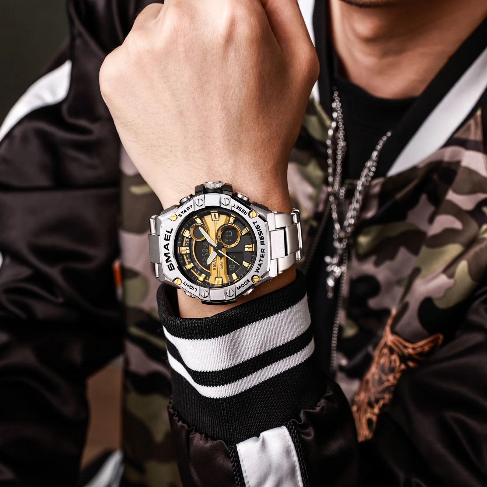 SMAEL new arrival   relojes de hombre analog digital business golden watch jam tangan stainless steel watches 1 buah cp 7 35wv penggiling pengolahan optik pabrik tangan 55w lensa edger lensa optik edger tangan mesin penggiling