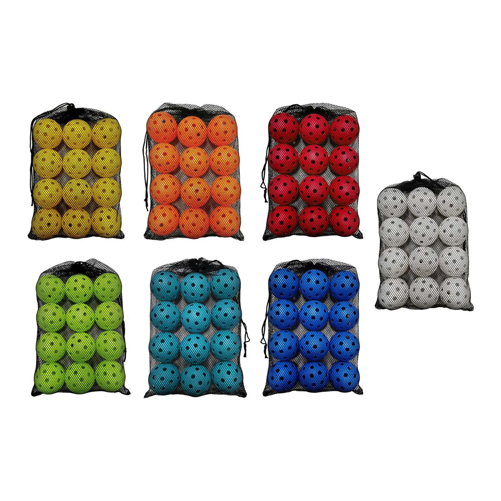 

12Pcs Pickleball Balls with 40 Small Precisely Drilled Holes Durable Hollow Ball Fittings for Indoor Outdoor Tournament Play