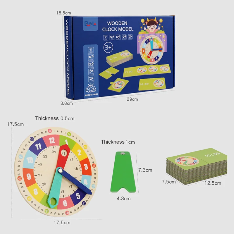 Montessori Learning Education Toys Digital Clock Time Learning Matching Kit Primary School Board Game Teaching Aids for Kids 6
