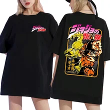 Hot Japanese Anime Jojo Bizarre Adventure Graphic T Shirt Men Women Summer Manga Cotton T-shirt Streetwear Fashion Unisex Tees