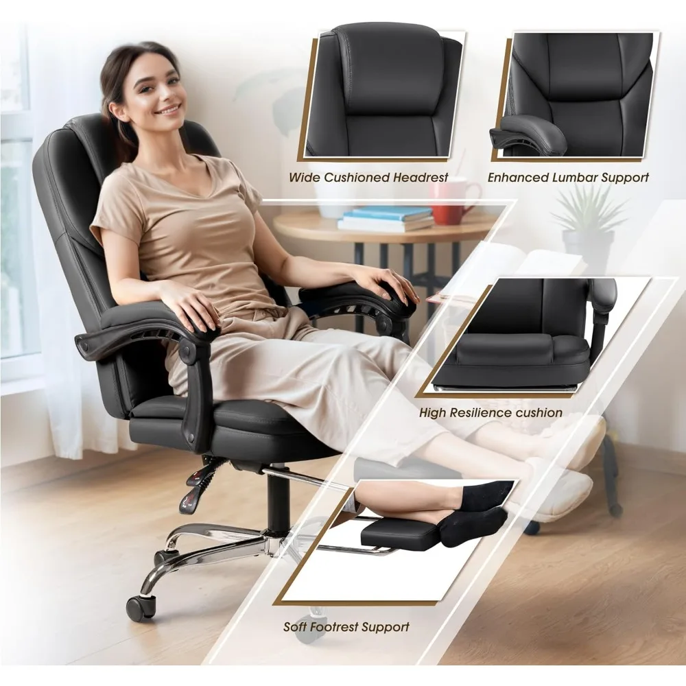 Office Chair, Executive Office Chair with Foot Rest Big and Tall Offices Chair Ergonomic Home Offices Desk Chairs Reclining High 4