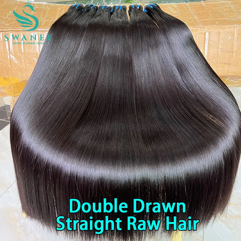 SWANEE Double Drawn 15A Unprocessed Human Hair Bundles Bone Straight Raw Vietnamese Natural Color Hair Weft Extensions