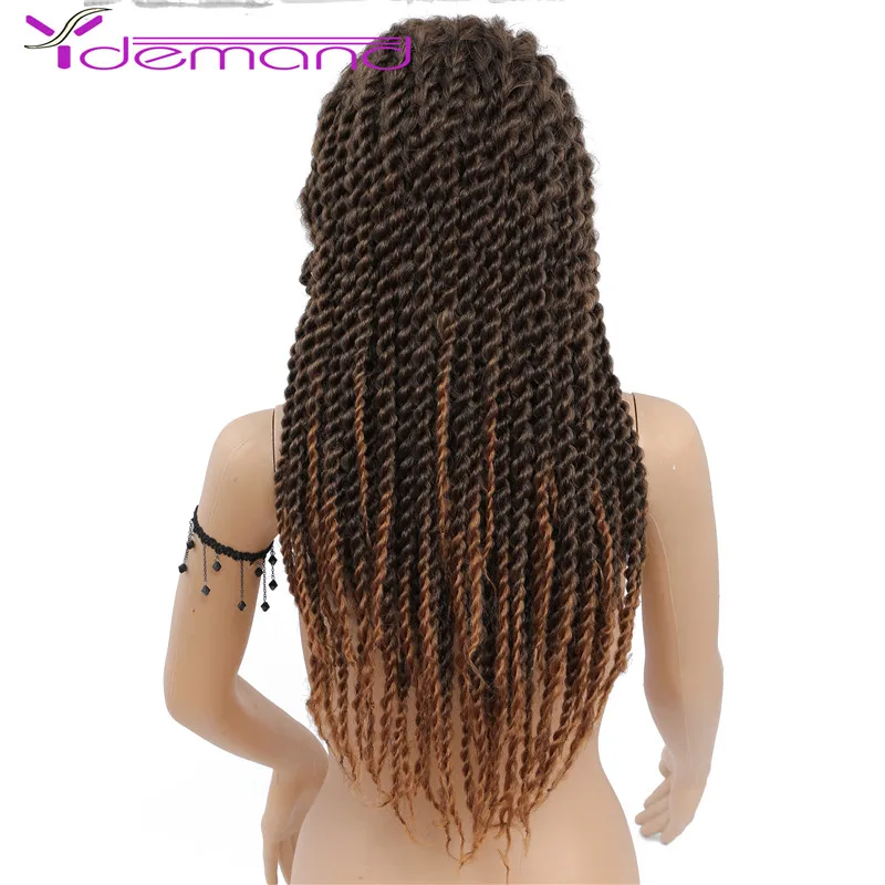 Y Demand Synthetic Lace Front Wig Afro 2x Twist Braids Wigs For Black Women Mambo Full Head Wig Braided