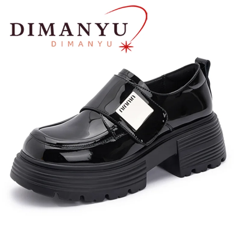 

DIMANYU Female Lofers Shoes British Style 2024 Spring New Genuine Leather Women's Shoes Thick Sole Fashion Girls' Shoes