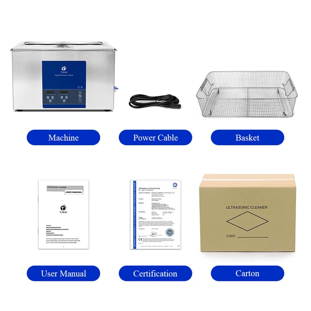 Tullker 30L Ultrasonic Cleaner Automatic Parts Metal Mold Dirty Rust Remove Ultrason Bath Tool Decarboniser 6